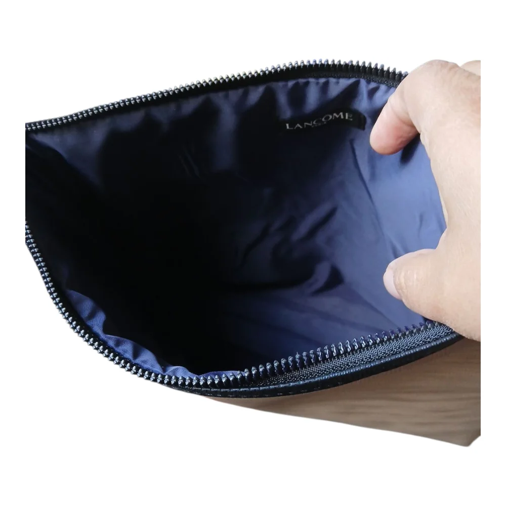 Lancome Silver Cosmetic‎ Bag with Blue Zipper